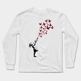 Girl with Trompet Banksy Streetart Style Long Sleeve T-Shirt